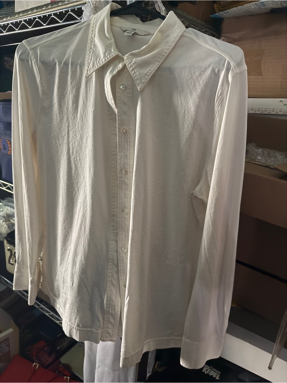 Banana Republic Cream Long-Sleeve Button-Up Shirt